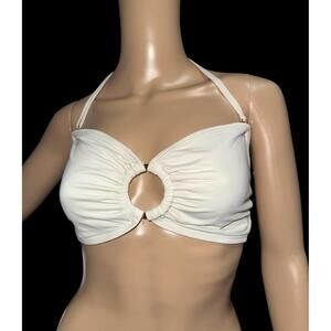kate spade off White Ring-Front Bikini Top